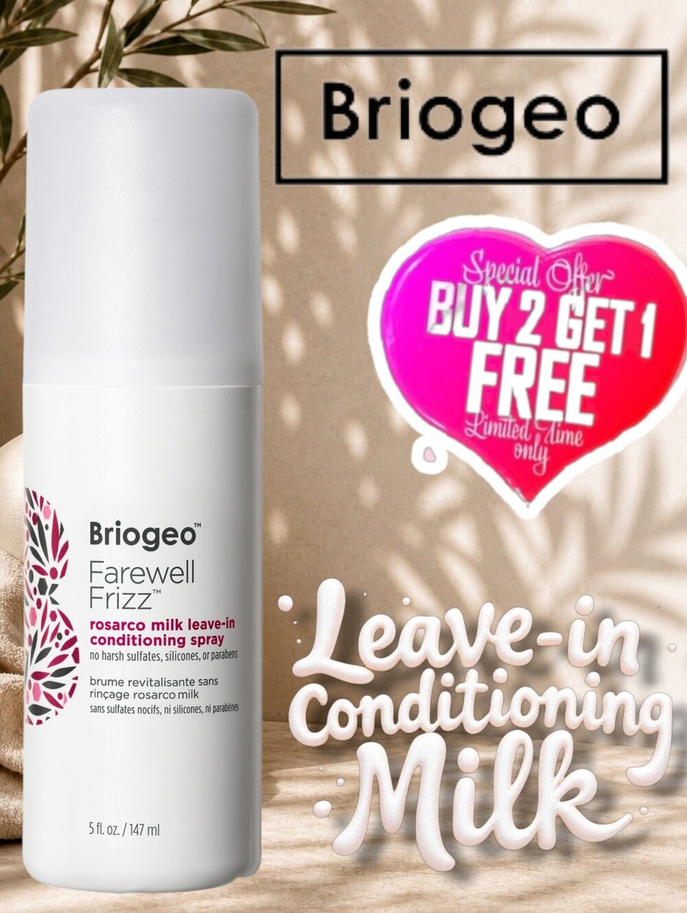 BRIOGEO Rosarco Milk Leave in Conditioning Spray